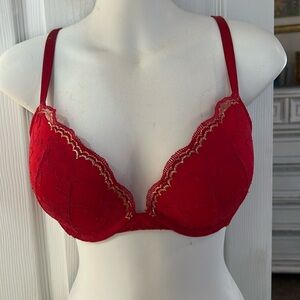 Victorias Secret Dream Angels SZ 32DD Red Gold Padded Bra